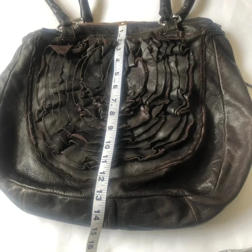 Byblos Dark Brown rose hobo leather purse